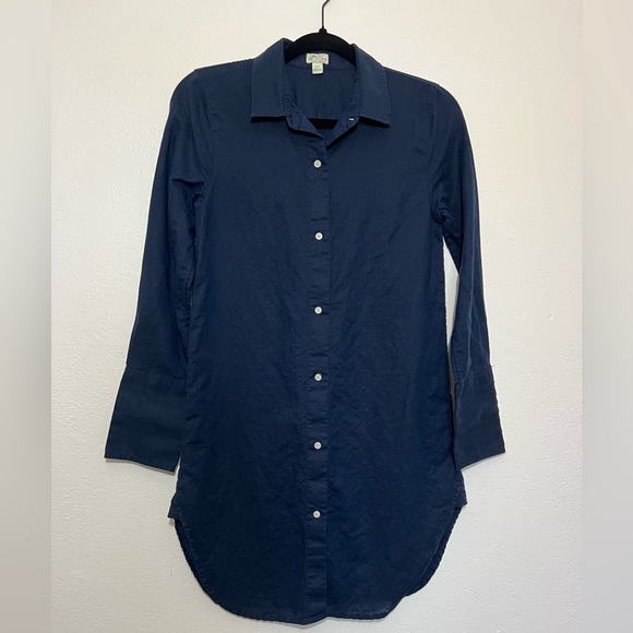 J. Crew beachware linen cotton blend beach shirt dress size XXS - Picture 2 of 15
